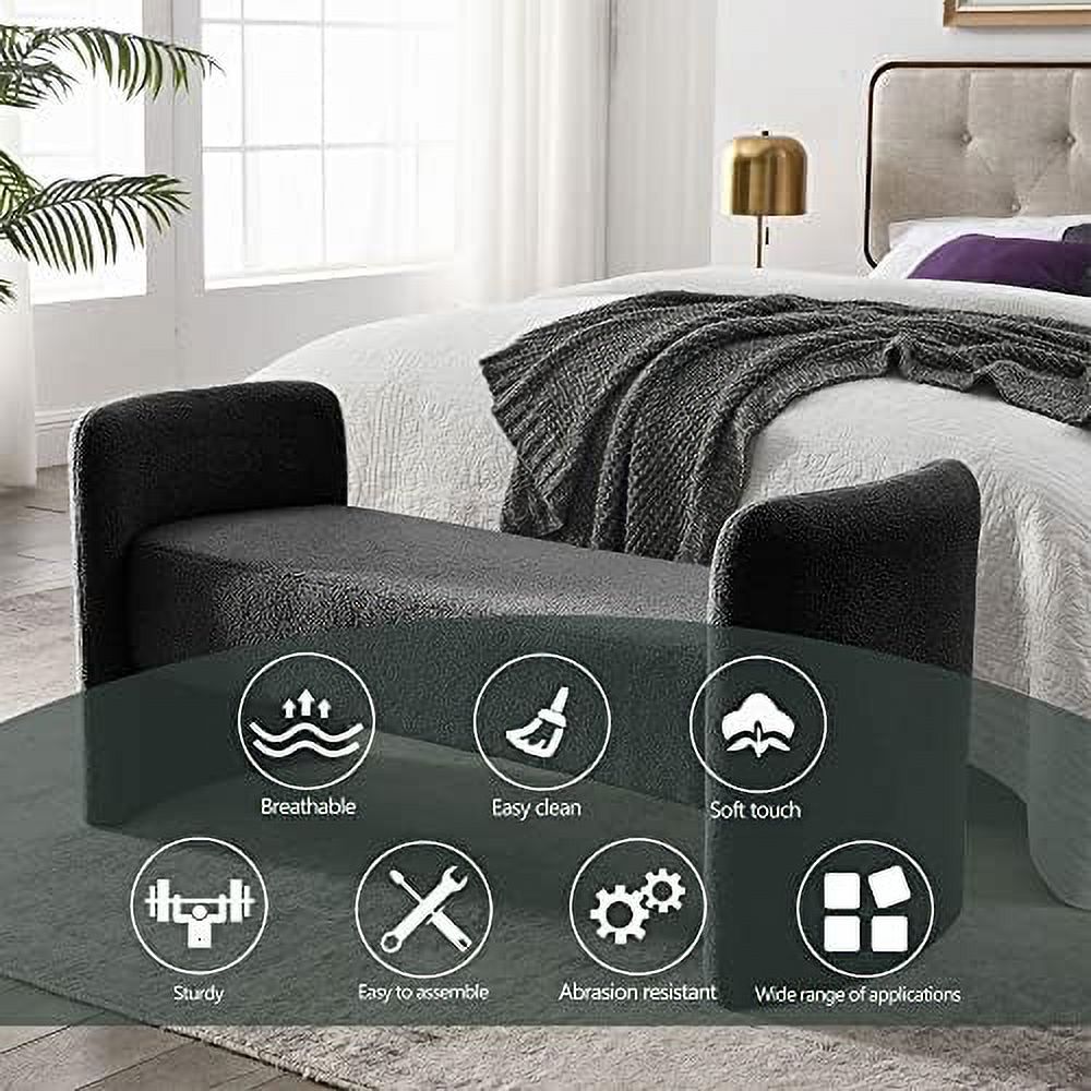 Black + Po Velvet Ottoman Bench B62046