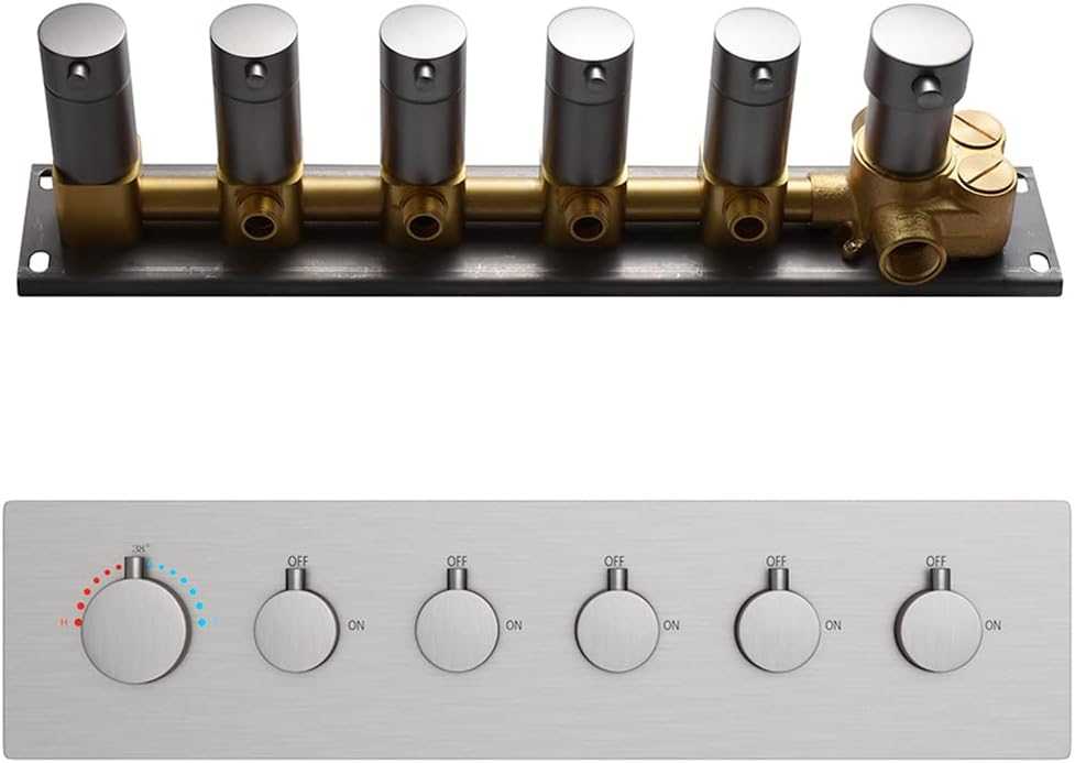 Polished Chrome 4-Outlet Solid Brass Mixer Shower Valve with 5 Round Handles X783