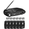 Assistive Listening Dual Frequency System with Transmitter, 6x Receiver, 6x Earbuds, Carrying Case B979690
