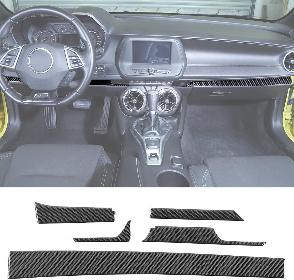 5PCS Real Carbon Fiber Center Console Dashboard Panel Cover Trim Sticker H952213