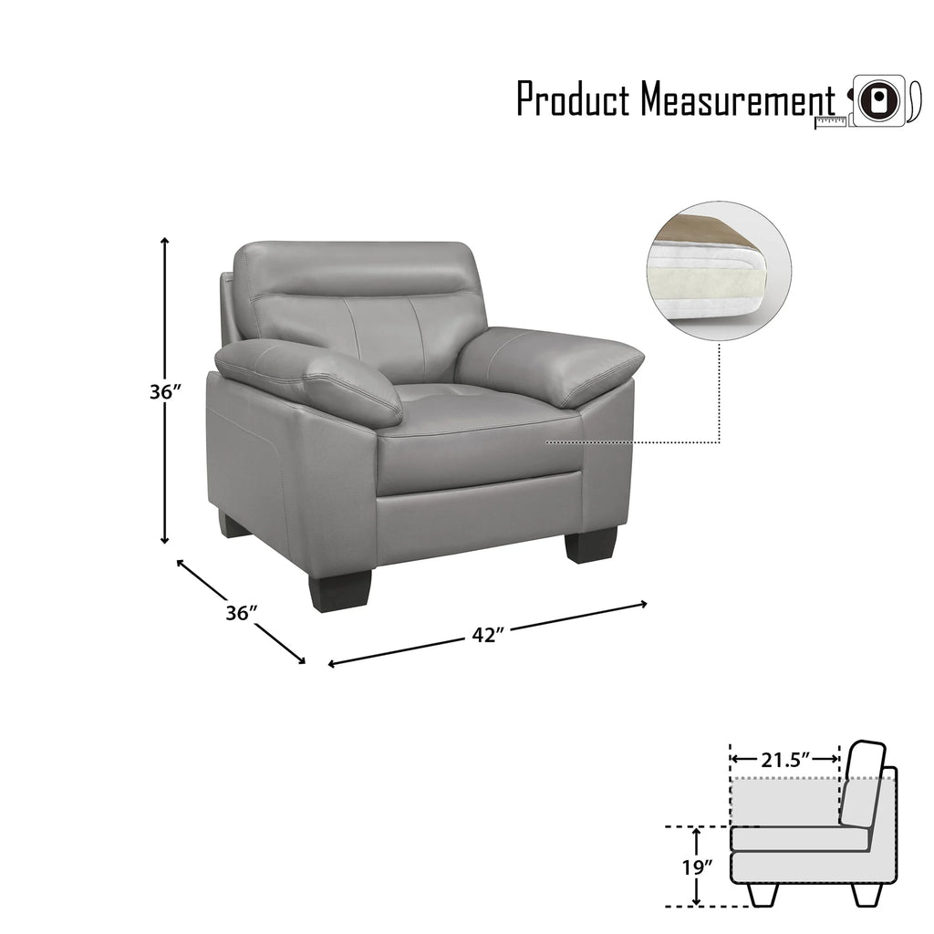 Gray Leather Upholstered Chair J15404
