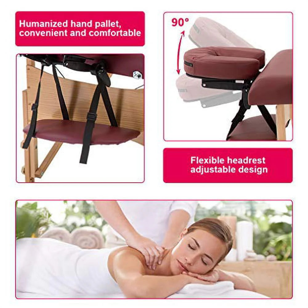 Adjustable Folding Portable Massage Table with Carry Case, Black P63321