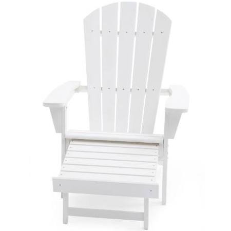 White Oversized Adirondack Chair with Pullout Ottoman K122421