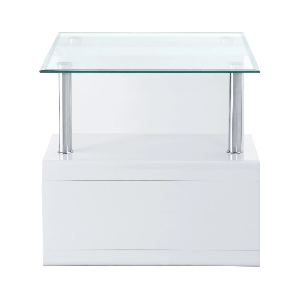 Clear Glass White End Table L232