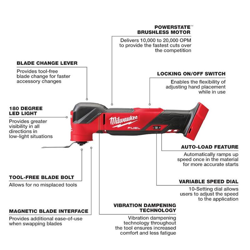 18V Cordless Brushless Oscillating Multi-Tool with Drywall Cut Out Tool (2-Tool) D7919