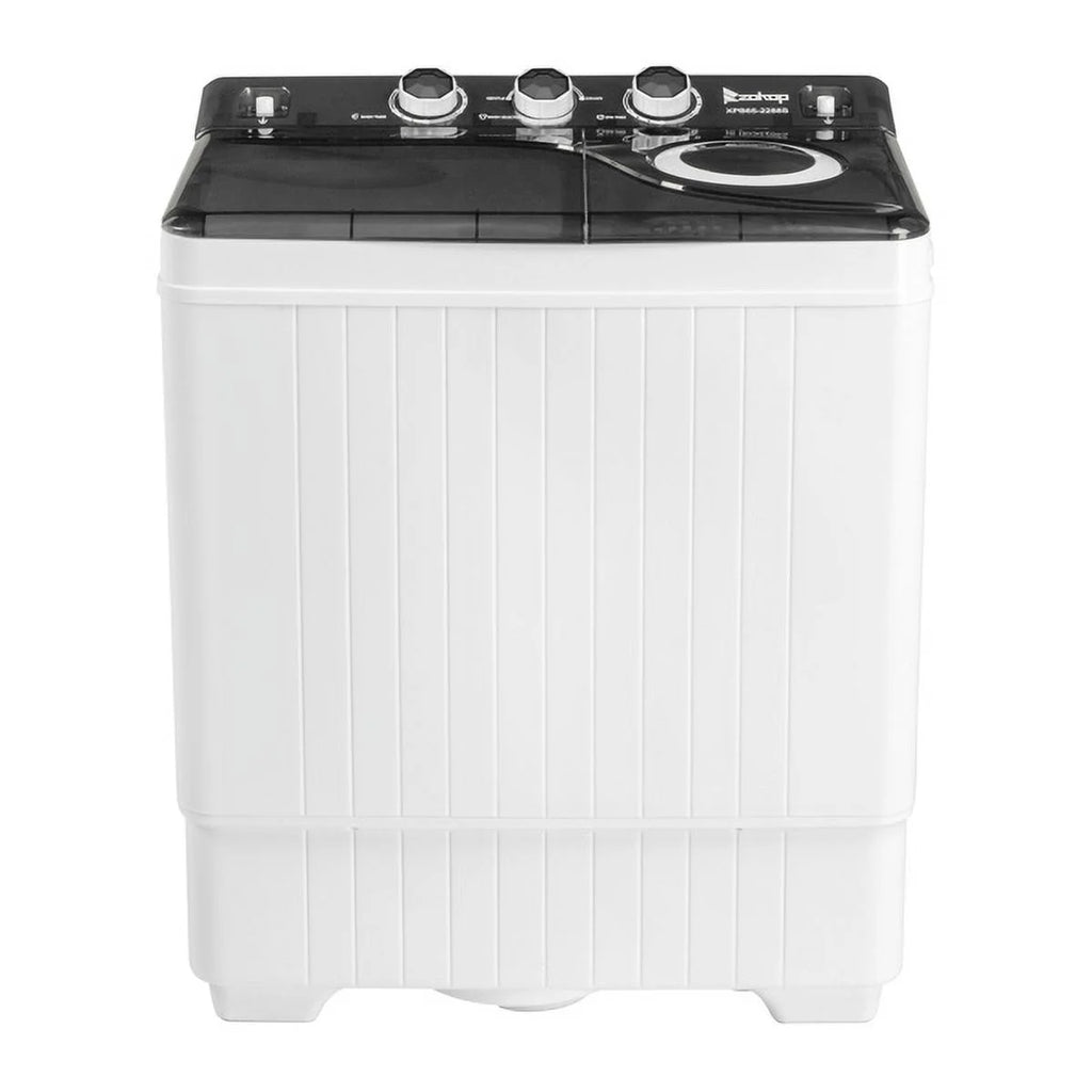 Semi-automatic Twin Tub Washing Machine with Built-in Drain Pump, 26Lbs, White&Black Z19518