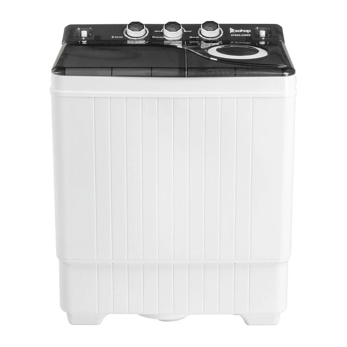 Semi-automatic Twin Tub Washing Machine with Built-in Drain Pump, 26Lbs, White&Black Z19518