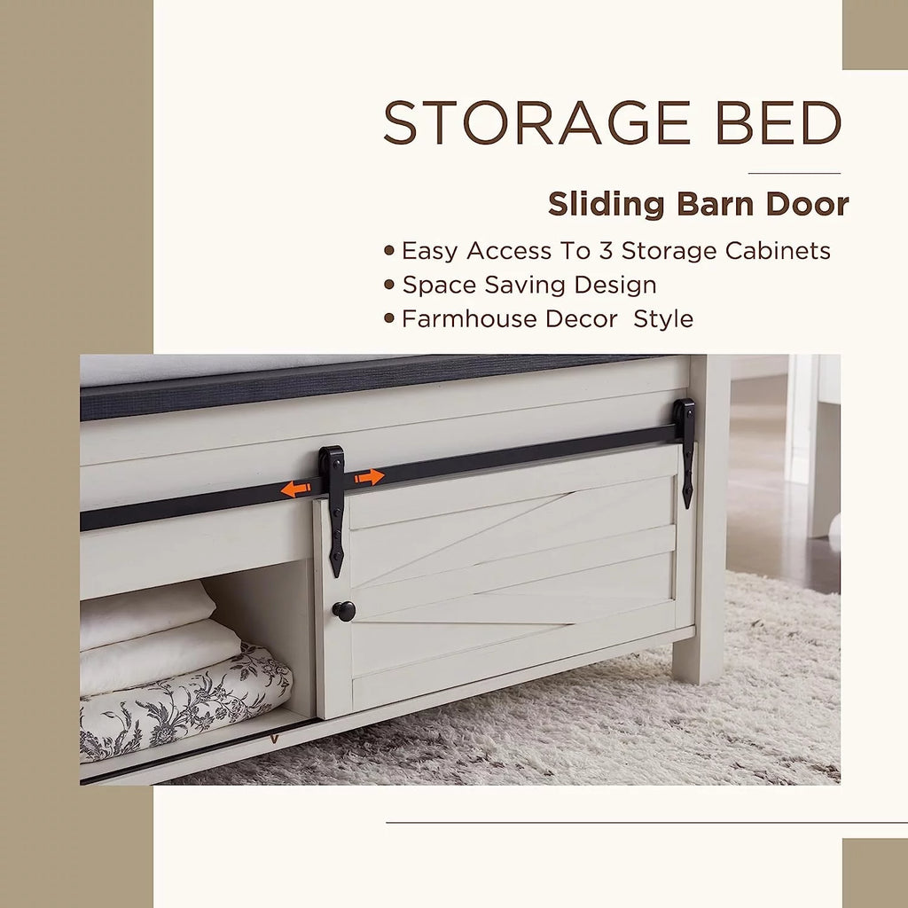 Black Queen Size Platform Bed Frame with Headboard and Storage E548688