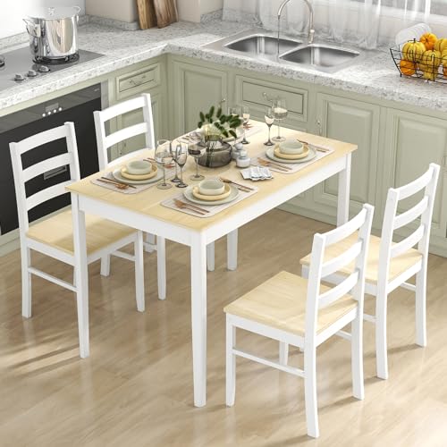 Solid Wood Dining Table and Chairs Set for 4 E823421
