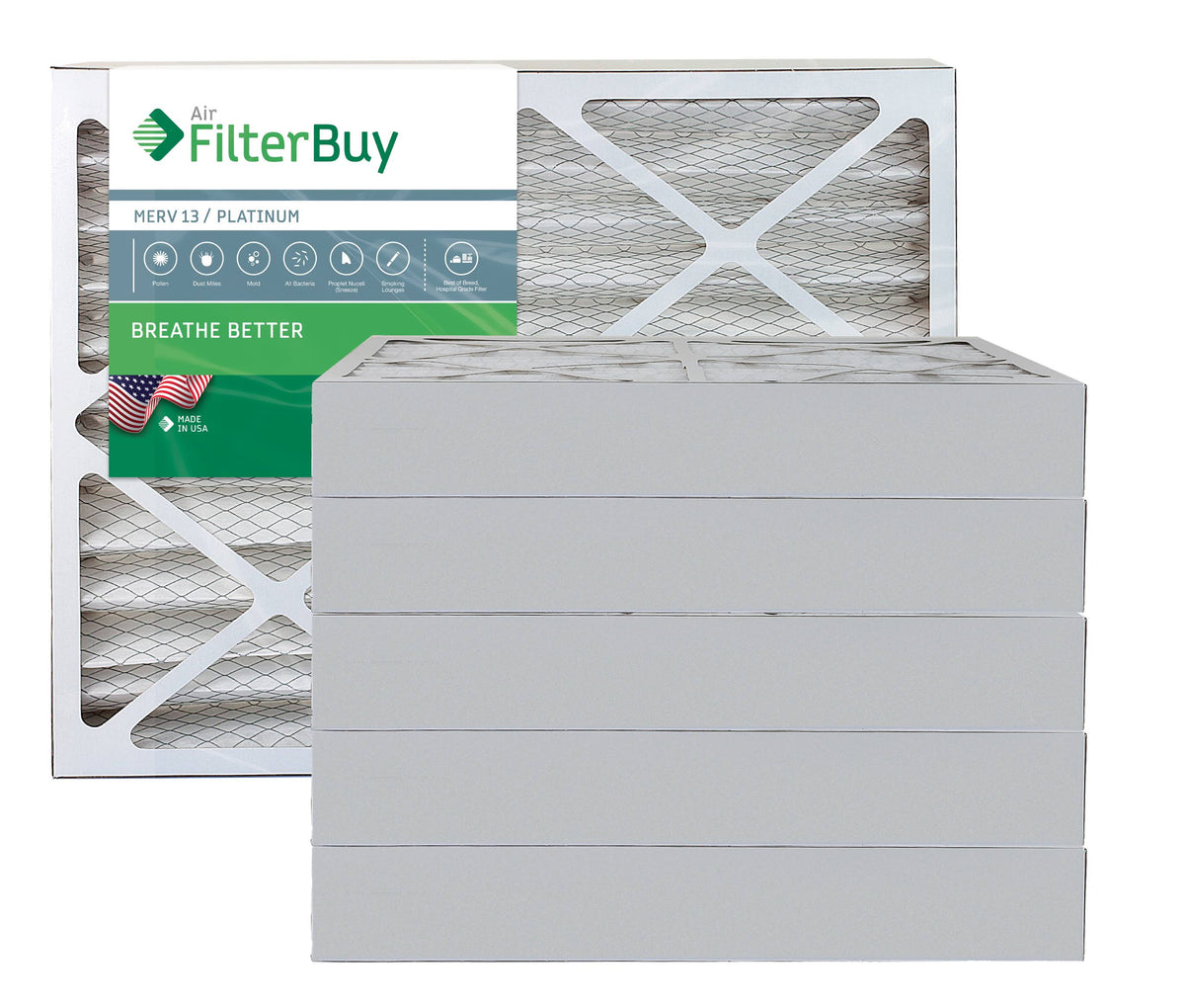 MERV 13 20x24x4 Pleated Air Filter, Pack of 6 P80125