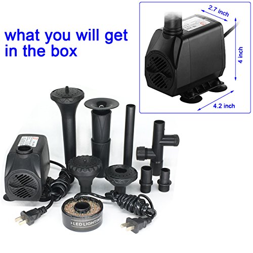 Submersible Pump Fountain with RGB Color Changing Ring 2800L/H L6608