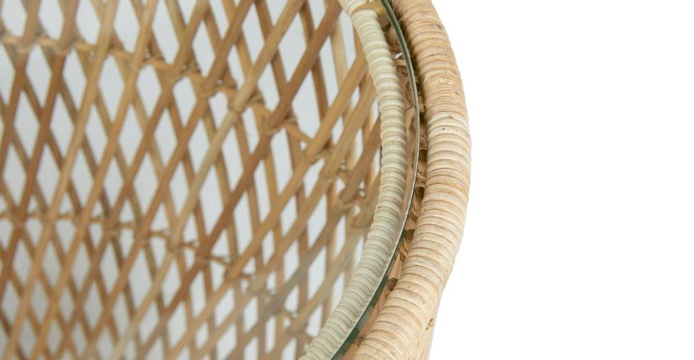 Round Wicker Side Table with Glass Top Y405125