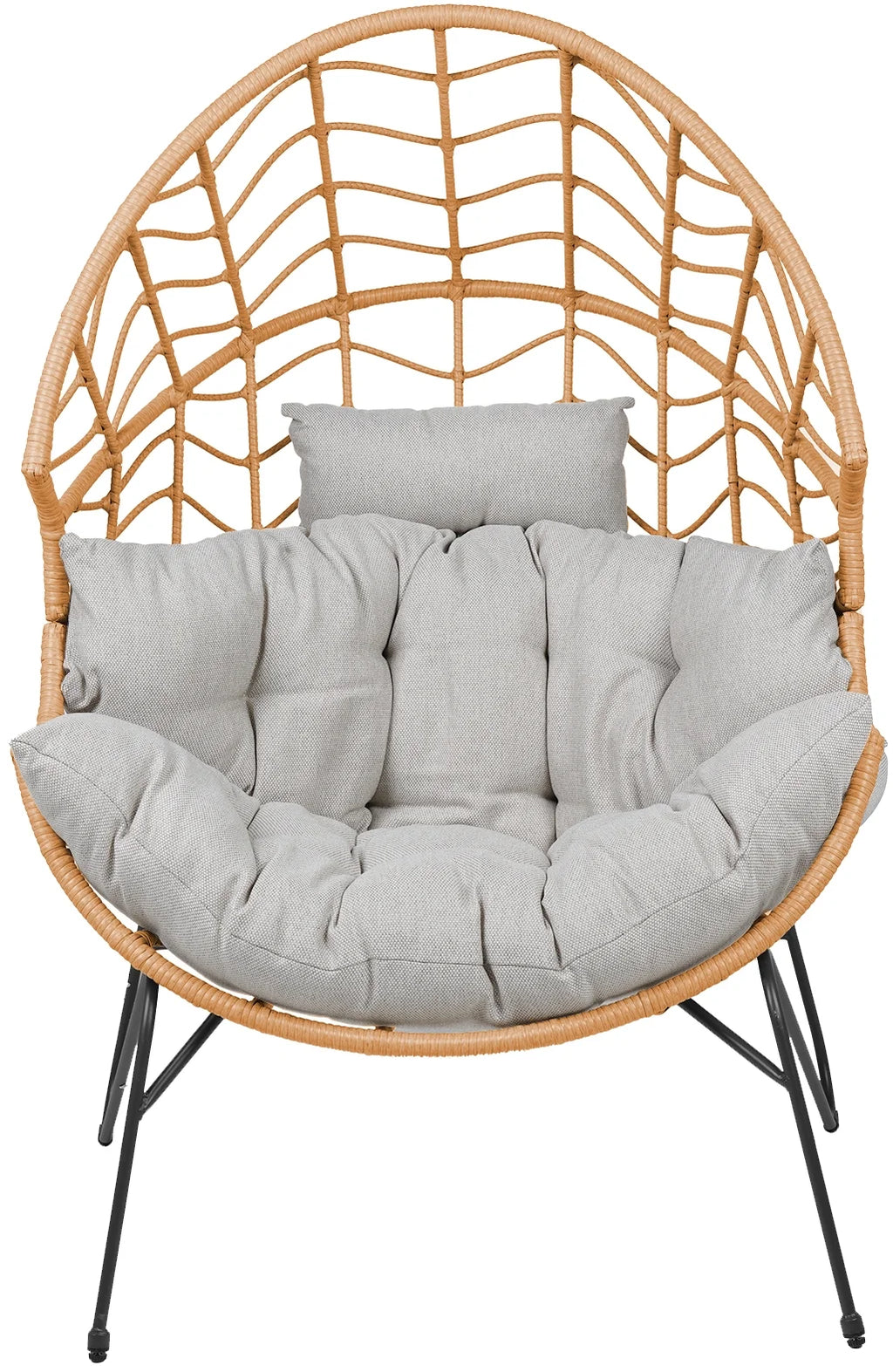 Oversized Wicker Egg Chair with Stand and Cushion T658