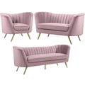 3-Piece Set with Accent Chair Loveseat and Sofa in Pink and Gold D781