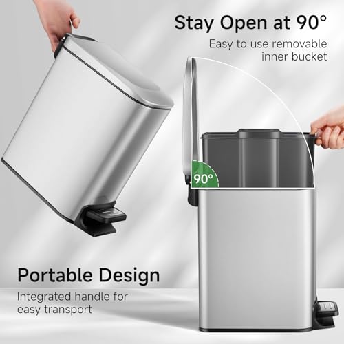 Slim 6 Liter Stainless Steel Trash Can with Lid A905