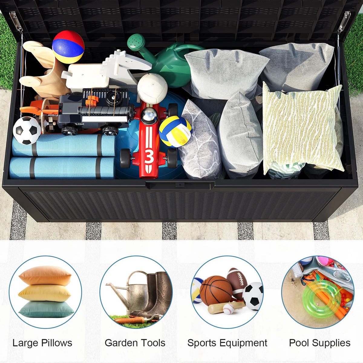100 Gallon Rattan and Resin Outdoor Storage Box N17514