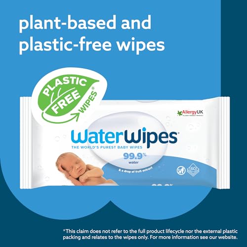 Plastic-Free Unscented Baby Wipes, 60 Count (Pack of 12) Q586