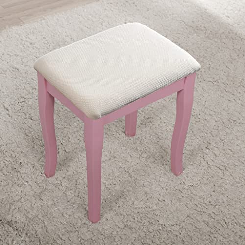 White Wooden Vanity and Stool Set J352996