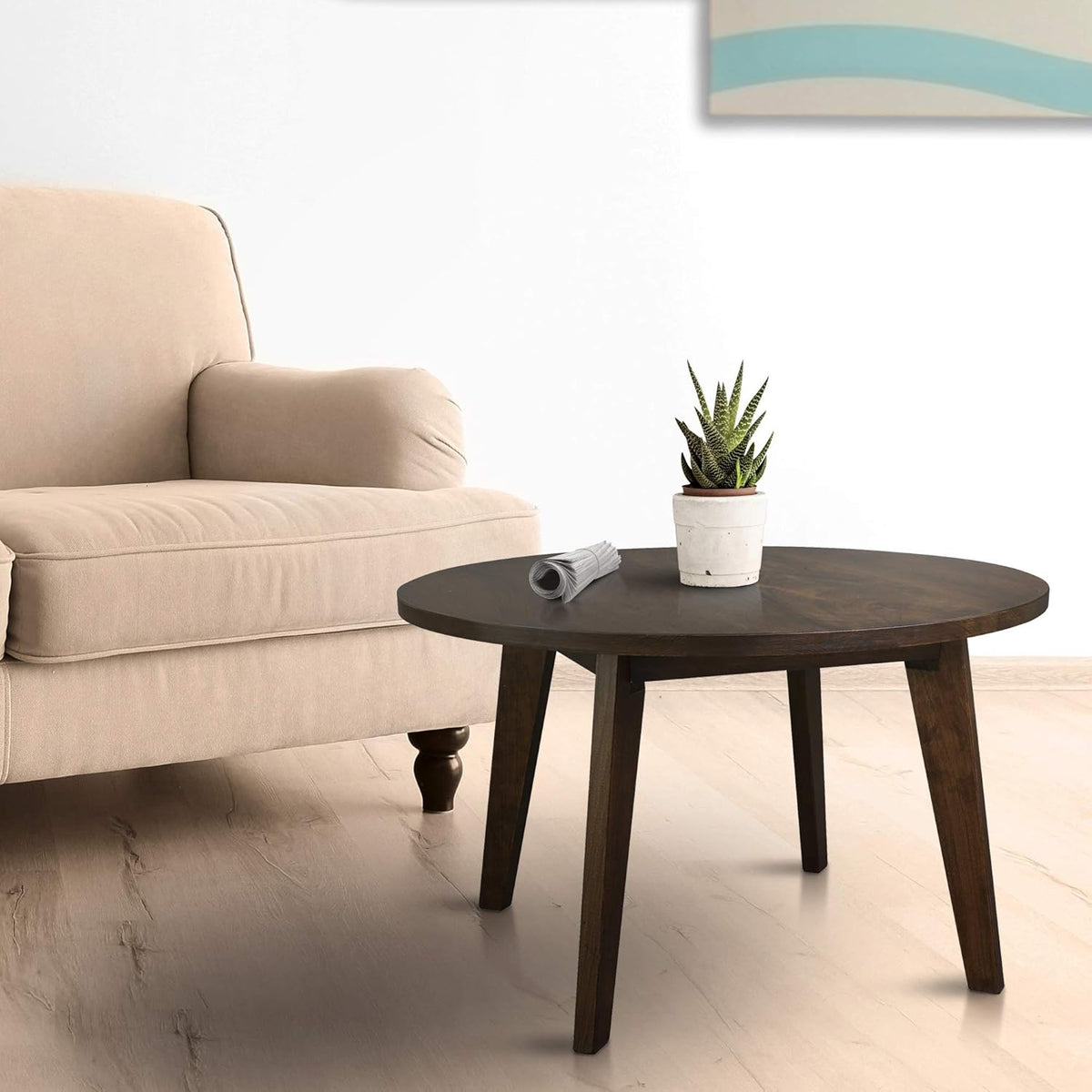 24 Round Solid Wood Coffee Table Antique Cherry D852711