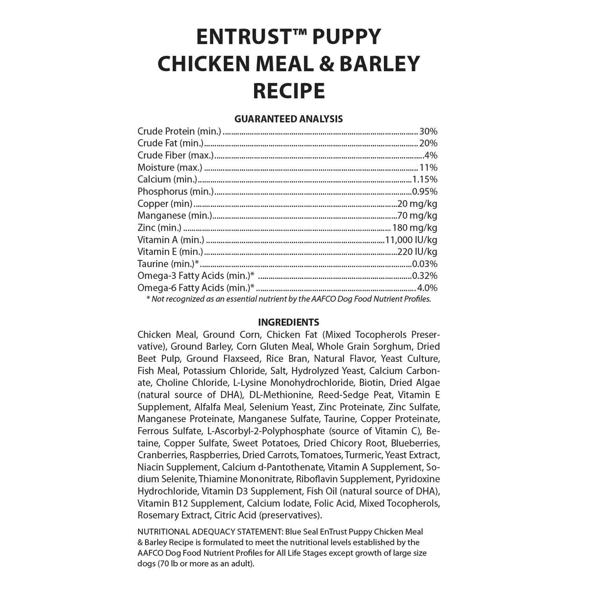Puppy Chicken Meal & Barley Recipe S816
