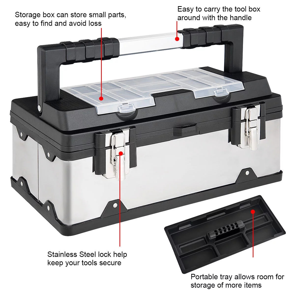 18 Inch Stainless Steel Portable Tool Box V620170