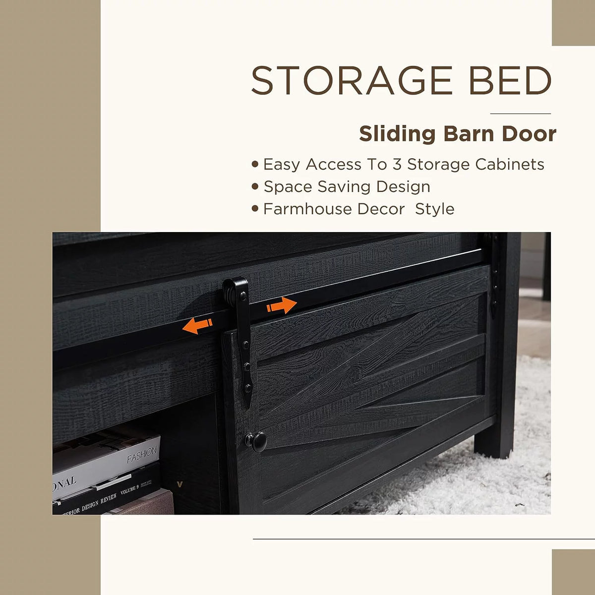 Black Queen Size Platform Bed Frame with Headboard and Storage E548688