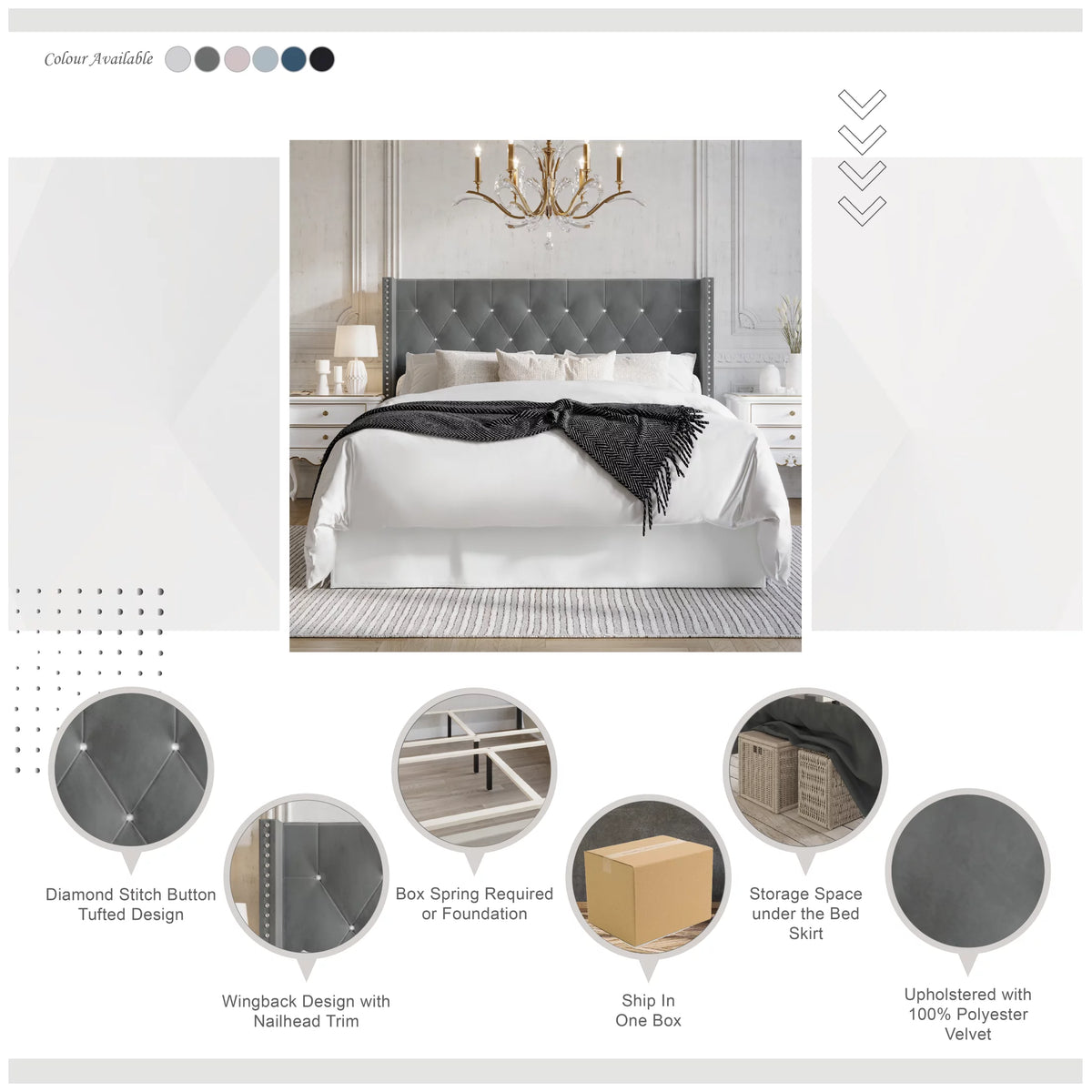 Black Velvet Upholstered Bed Z302