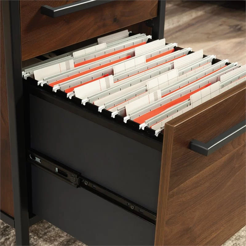 Engineered Wood Single Pedestal Desk in Grand Walnut W582