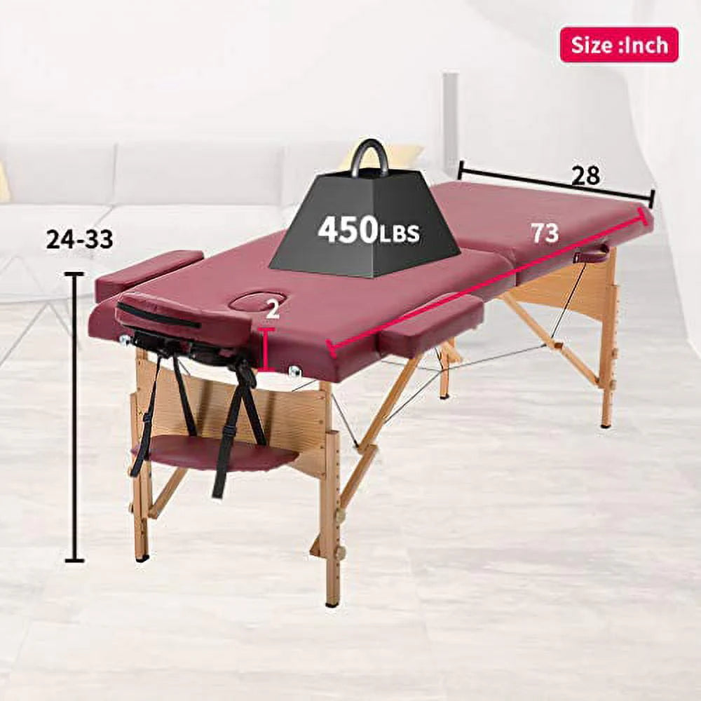 Adjustable Folding Portable Massage Table with Carry Case, Black P63321