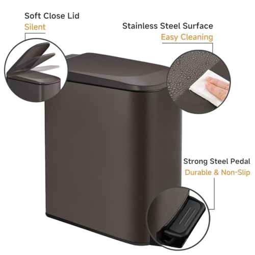 Slim 6 Liter Stainless Steel Trash Can with Lid A905