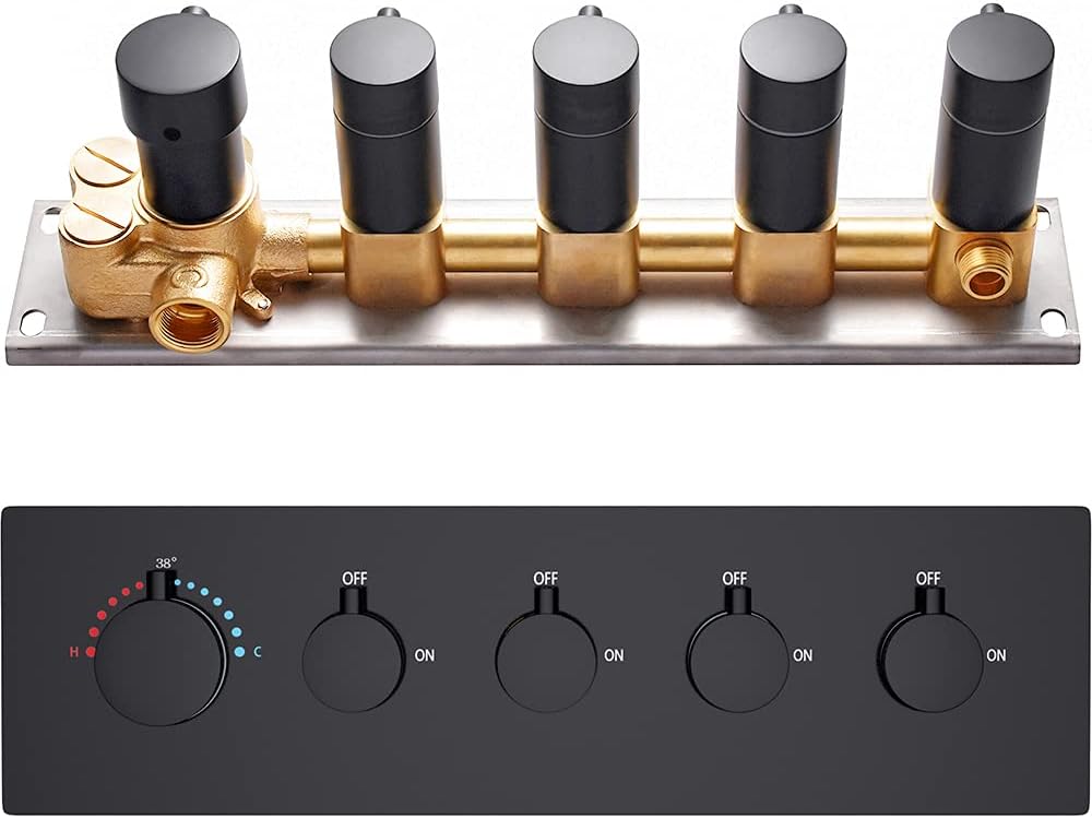 Polished Chrome 4-Outlet Solid Brass Mixer Shower Valve with 5 Round Handles X783
