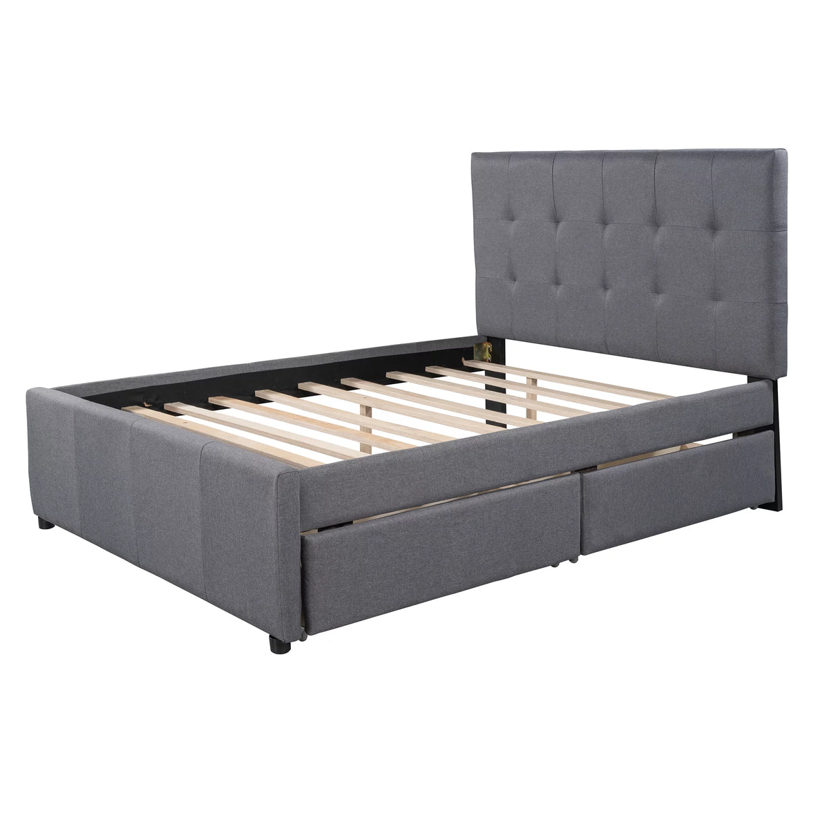 Full Size Upholstered Platform Bed with Two Storage Drawers H5384