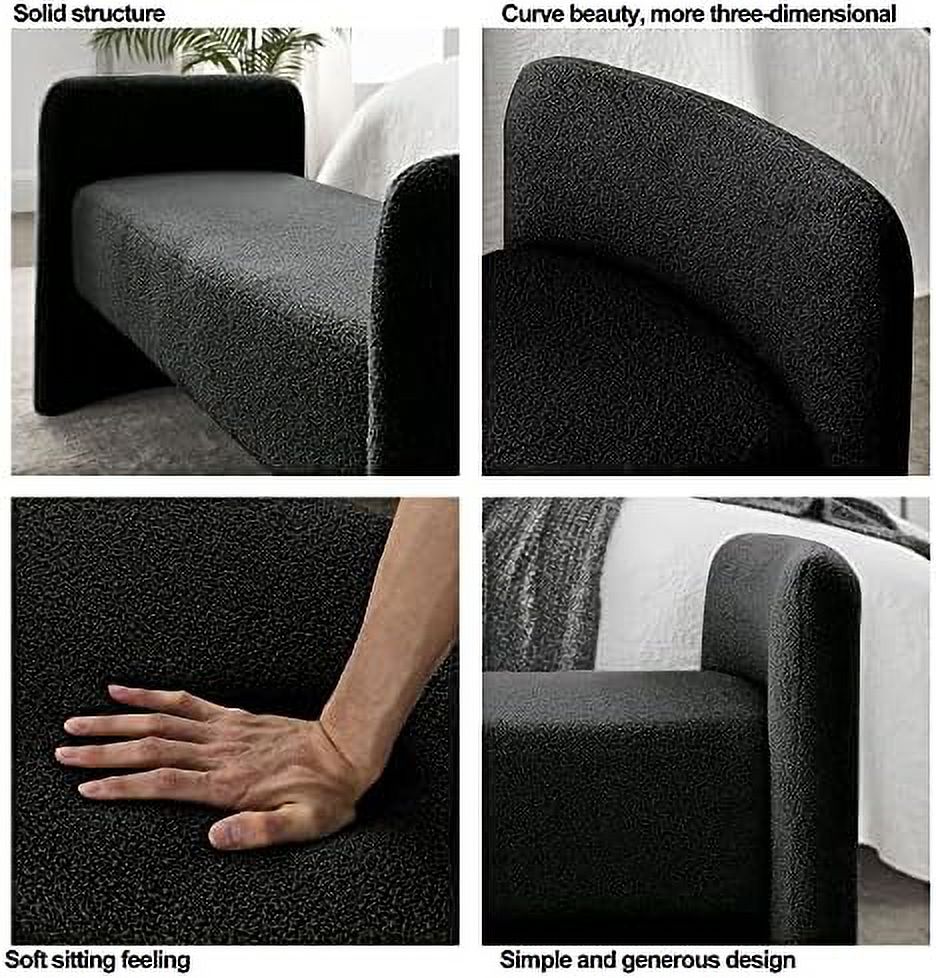 Black + Po Velvet Ottoman Bench B62046