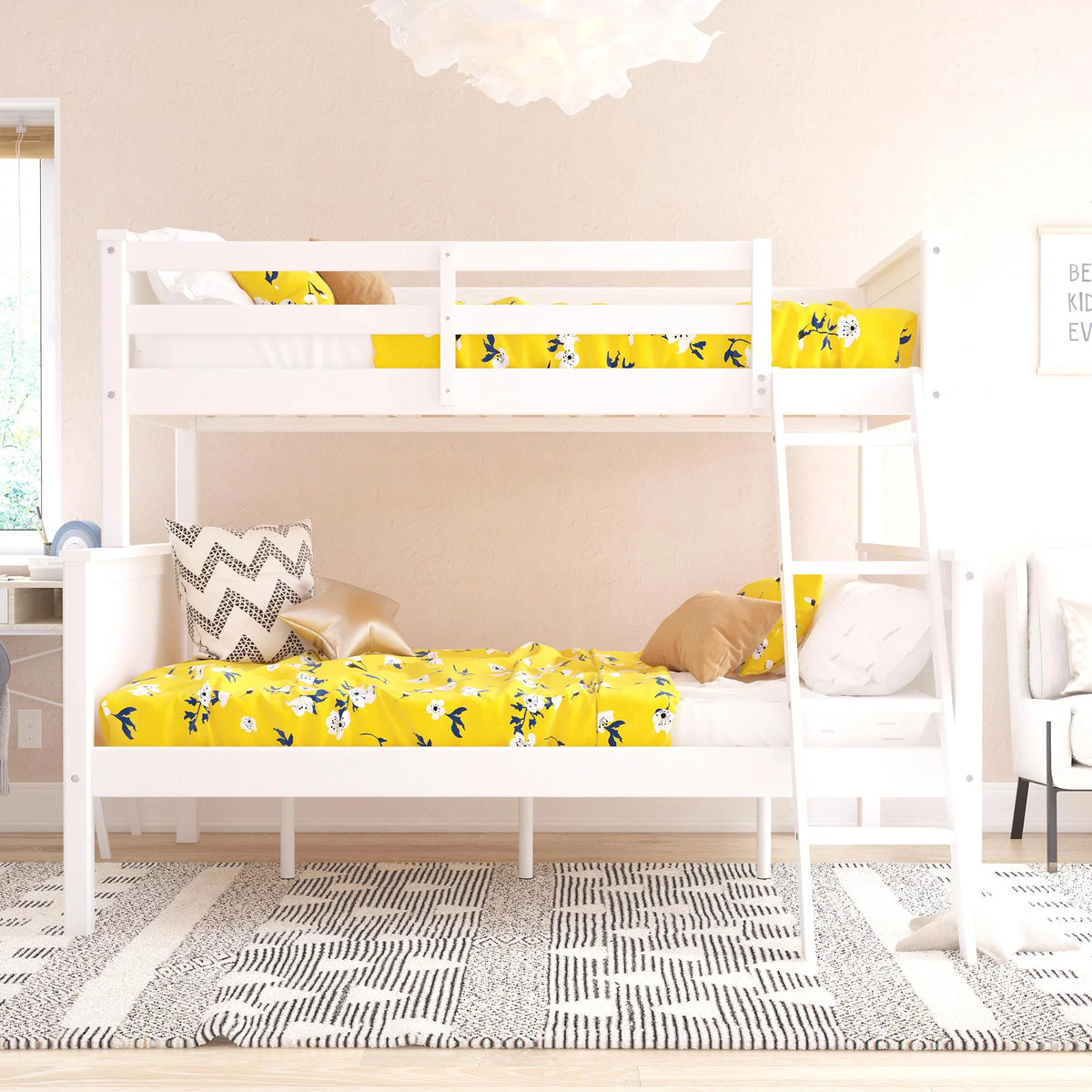 White Twin-over-Full Bunk Bed V1053