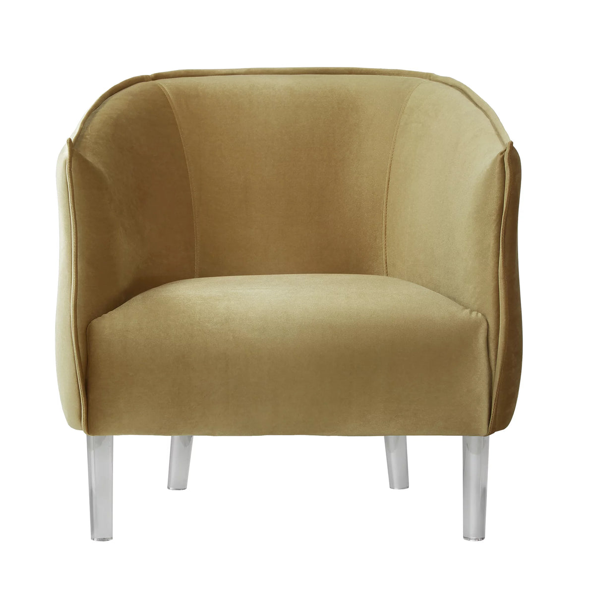 Velvet Accent Barrel Chair with Clear Legs V14272
