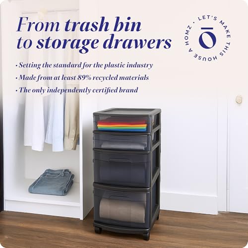 4-Tier Clear Plastic Rolling Storage Drawer Tower P794