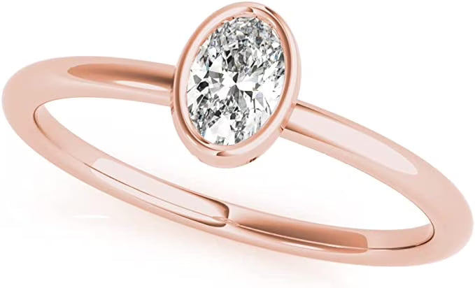 Oval Diamond Solitaire Engagement Ring in 14K Gold Y282