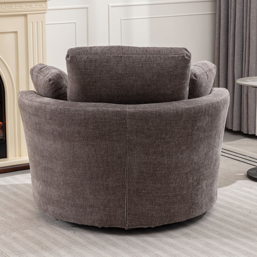 Oversized Round Swivel Accent Chair with 3 Pillows W1639