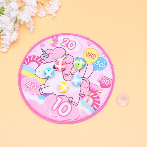 1 Set of Sucker Ball Kids Shooting Sticky Toy Cartoon Round Cloth Dart Board Toy Assorted Color T70906