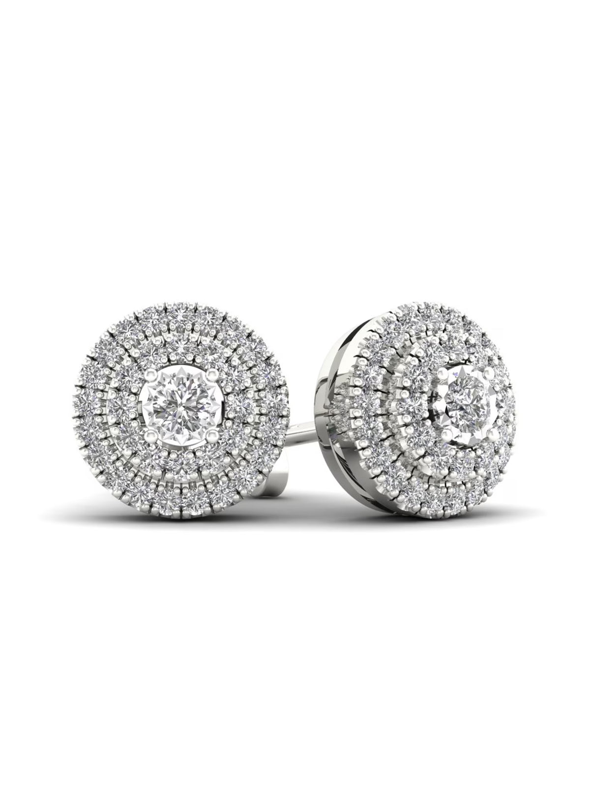 1/4ct TW Diamond Sterling Silver Double Halo Stud Earrings Z852833