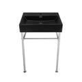 24" Matte Black Ceramic Console Sink with Chrome Legs Y787