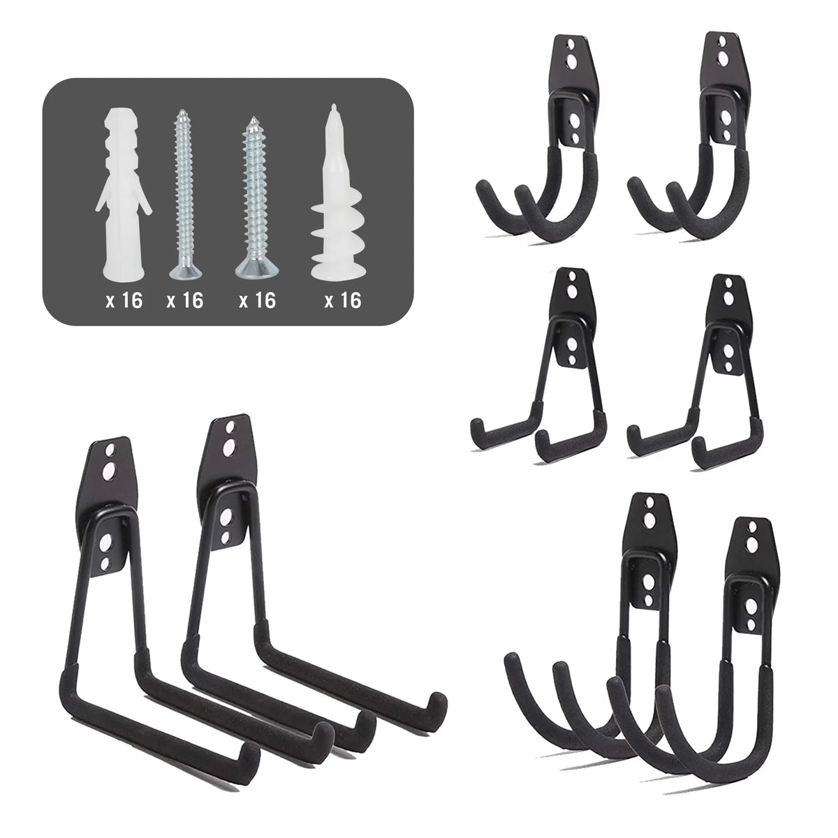 Wall-Mount Storage Hooks 8-Pack H636
