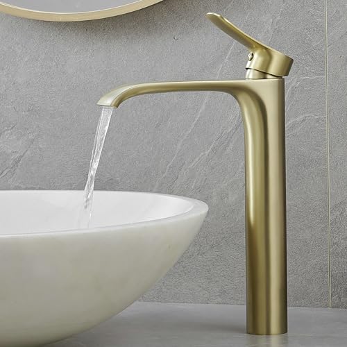 Brushed Nickel Single Handle Waterfall Vessel Sink Faucet T2804