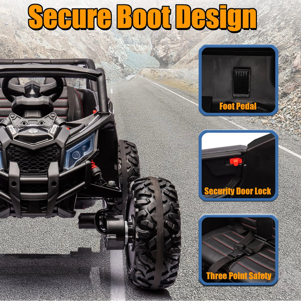 24V Ride On Truck Car with Parent Remote Control, Black Y6252