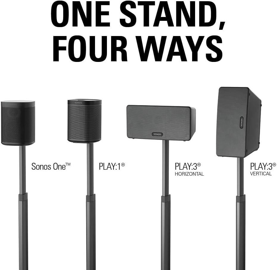 Black Adjustable Height Speaker Stands D7643