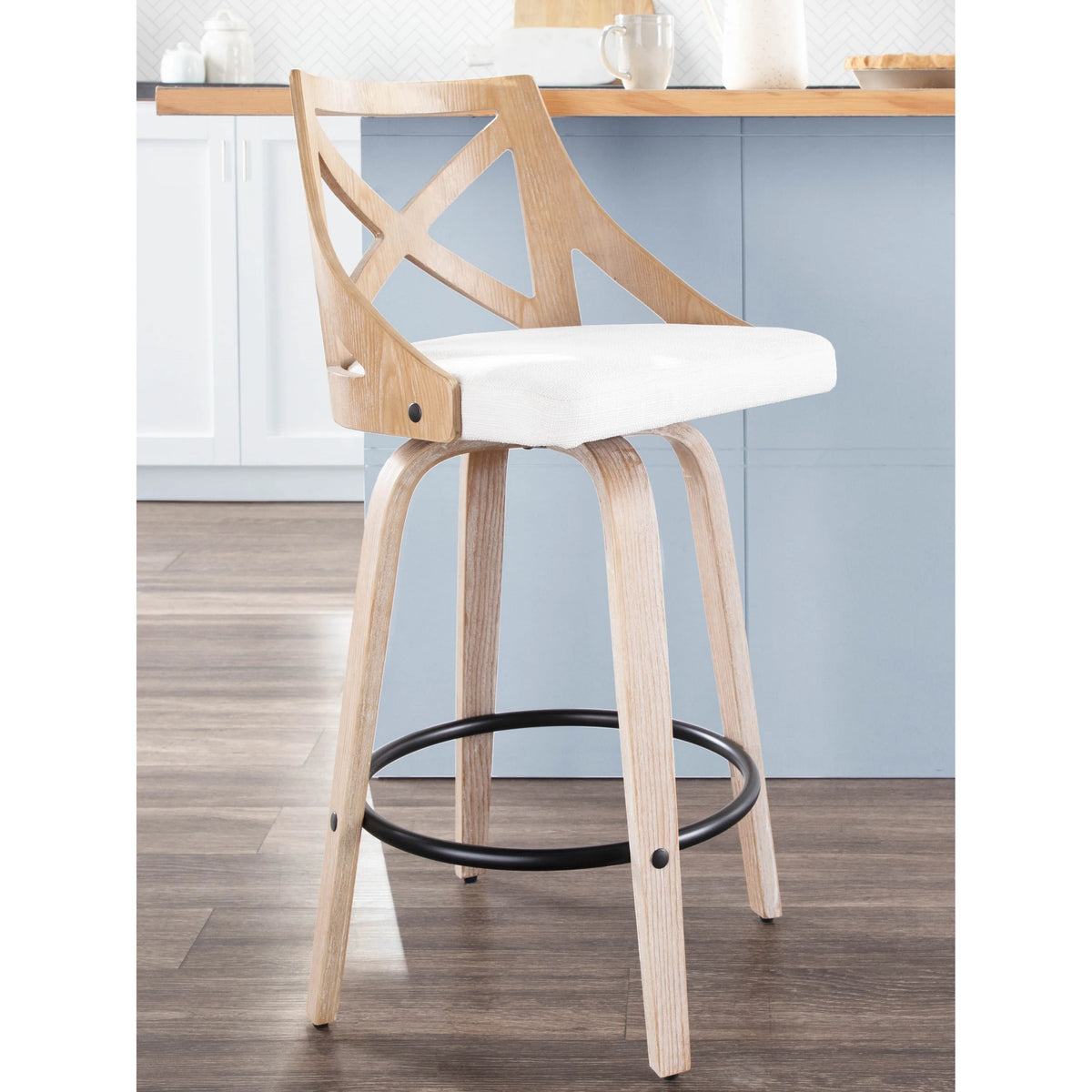 26" Fixed-Height Counter Stool with Bent Wood Legs, Set of 2 U3471