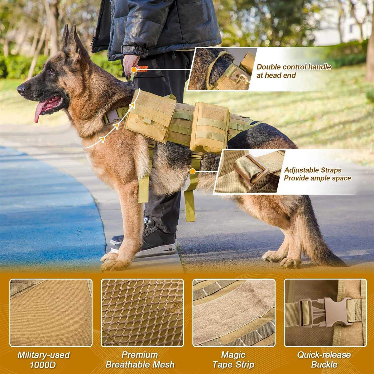 Tactical Dog Harness with Pouches F527683