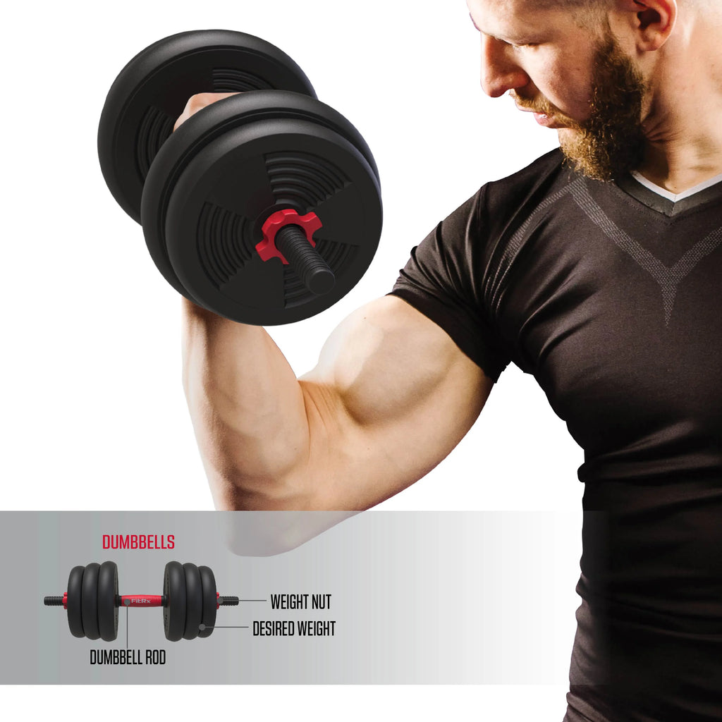 60 lbs 4-in-1 Adjustable Dumbbell Barbell Kettlebell Weight Set B386