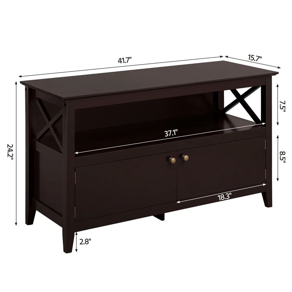 Espresso TV Stand with Storage and 2 Doors N54656