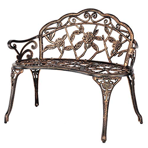38.5" Metal Rose Bench F783542